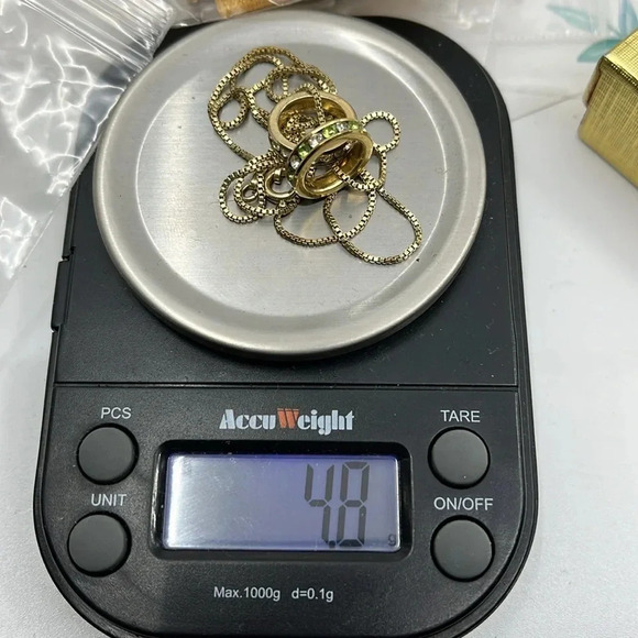 💎 Vintage Italian 18" 925 Silver Gold Necklace - Italy, Double Ring Pendant - Picture 9 of 9